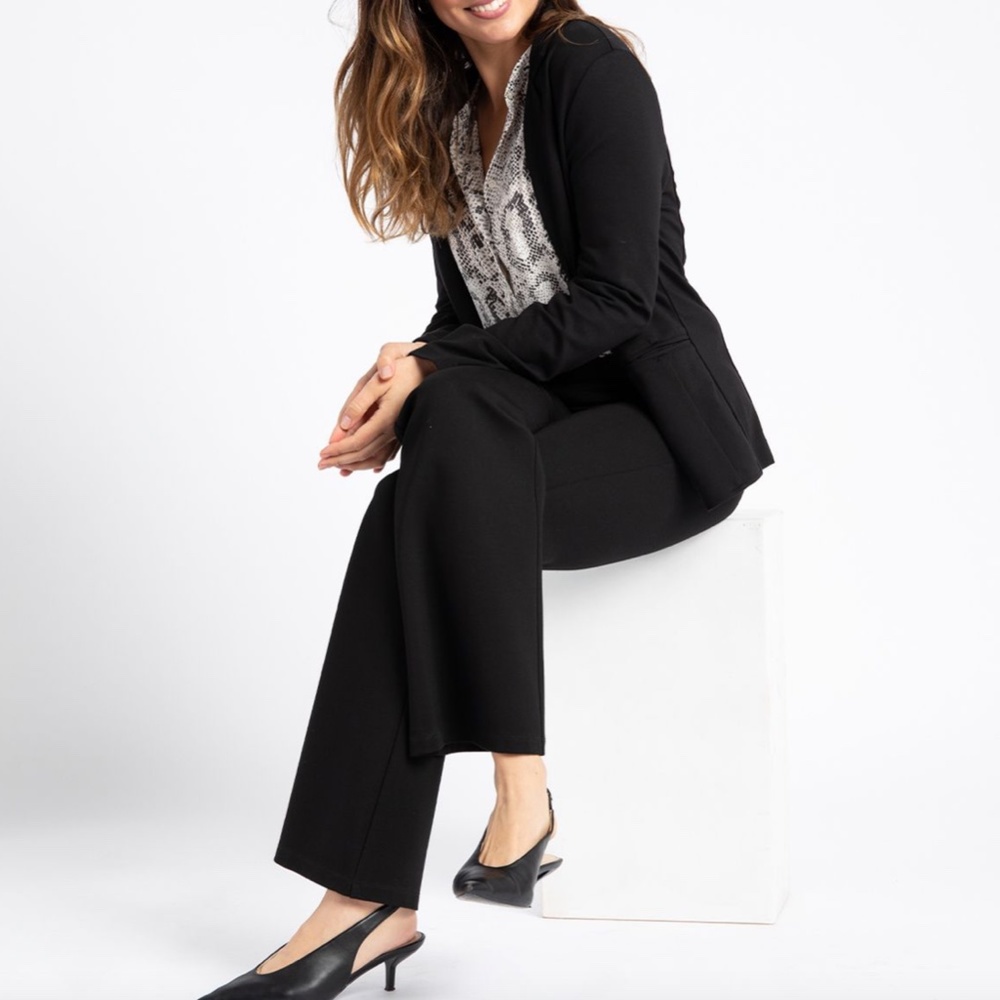 Betabrand Dress Pant Yoga Boot Cut Leg Black Pant (M)